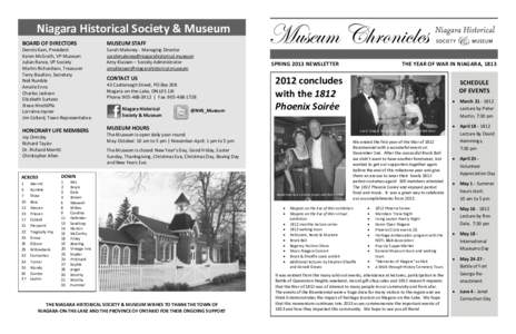 Niagara Historical Society & Museum BOARD OF DIRECTORS MUSEUM STAFF  Dennis Kam, President