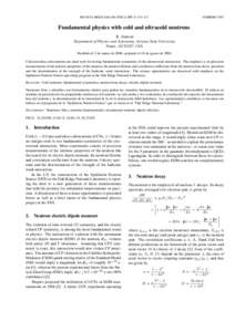 REVISTA MEXICANA DE F´ISICA S53[removed]–127  FEBRERO 2007 Fundamental physics with cold and ultracold neutrons R. Alarcon
