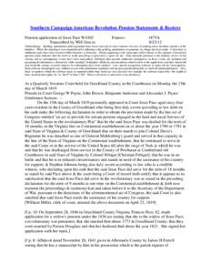 Southern Campaign American Revolution Pension Statements & Rosters Pension application of Jesse Pace W4305 Transcribed by Will Graves Frances
