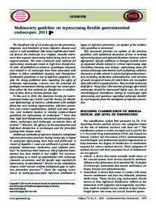 Multisociety guideline on reprocessing flexible gastrointestinal endoscopes: 2011