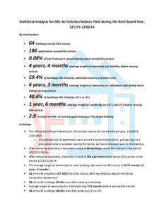 Statistical Analysis for Ellis Act Eviction Notices Filed during the Rent Board Year, [removed]By the Numbers