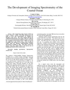 The Development of Imaging Spectrometry of the Coastal Ocean Curtiss O. Davis College of Oceanic and Atmospheric Sciences, Oregon State University, 104 COAS Admin. Bldg., Corvallis, OR[removed]removed]