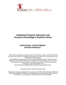 Intellectual Property, Education and Access to Knowledge in Southern Africa