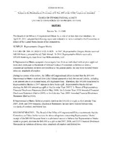 CONFIDENTIAL Subject to the Nondisclosure Provisions ofH. Res. 895 of the 110th Congress as Amended OFFICE OF CONGRESSIONAL ETHICS UNITED STATES HOUSE OF REPRESENTATIVES REPORT Review No[removed]