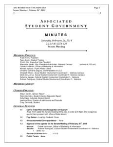 ASG BOARD MEETING MINUTES Senate Meeting – February 26th, 2014 Page 1  ASSOCIATED