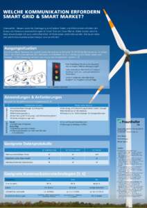 Welche Kommunikation erfordern Smart Grid & Smart Market? Überwachen, Steuern sowie die Übertragung verschiedener Daten und Informationen erfordern den Einsatz von Kommunikationstechnologien im Smart Grid und Smart Mar