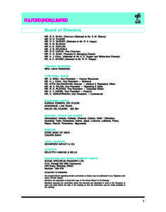 FULFORD(INDIA)LIMITED Board of Directors MR. R. A. SHAH, Chairman (Alternate to Mr. A. M. Blanco) MR. R. D. THAPAR MR. D. C. SHROFF (Alternate to Mr. R. A. Kapur) MR. A. M. BLANCO