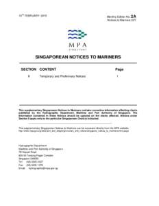 Political geography / Notice to mariners / Horsburgh Lighthouse / Singapore / Water / Government / Hydrography / Navigation / Pedra Branca /  Singapore