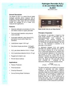 Hydrogen Peroxide (H2O2) in Air and Water Monitor AL2021 BULLETIN AL[removed]General Description