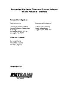 Automated Container Transport System Between Inland Port And Terminals