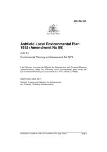 2003 No 993  New South Wales Ashfield Local Environmental Plan[removed]Amendment No 99)