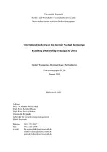 Microsoft Word - WoratschekKunzBrehm_2008_International Marketing of the German Football Bundesliga_DiscussionPaper.doc