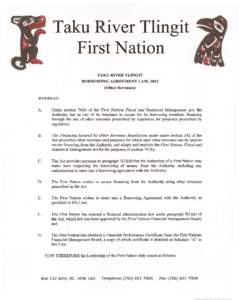 Taku River Tlingit First Nation TAKURIVER BORROWING  TLINGIT