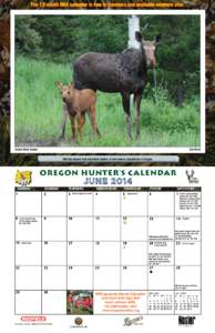 The 12-month OHA calendar is free to members and available nowhere else.  Snake River moose Jim Ward OHA has helped fund important studies of new moose populations in Oregon.