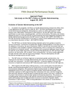 Tel: ( | email:  www.gefeo.org Fifth Overall Performance Study Approach Paper