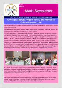 Year 7 Issue 4 AAAH Newsletter Asia Pacific Action Alliance on Human Resources for Health