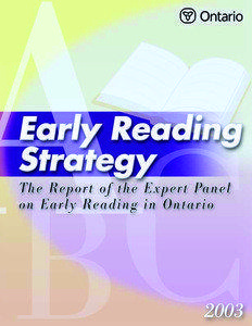 Early Reading Strategy, The Report of the Expert Panel on Early Reading in Ontario