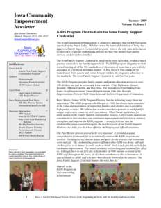 Iowa Community Empowerment Summer 2009 Volume 10, Issue 3