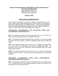 Proposed Connector between Airline Highway (US 61) and Interstate 10 in St. John the Baptist Parish State Project No[removed]Federal Aid No. HP-TO21(517) RPC Contract No. PSLC-STJ October 5, 2009