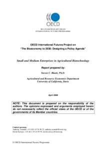 MULTI-DISCIPLINARY ISSUES INTERNATIONAL FUTURES PROGRAMME OECD International Futures Project on “The Bioeconomy to 2030: Designing a Policy Agenda”