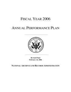FISCAL YEAR 2006 ANNUAL PERFORMANCE PLAN _________________________________ _________________________________