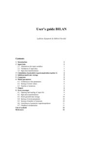 User’s guide BILAN Ladislav Kašpárek & Oldřich Novický Contents 1 Introduction 2 Input data