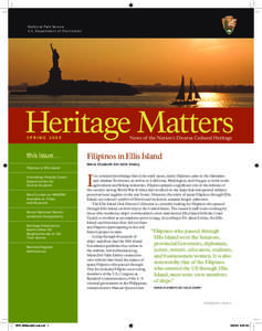 National Park Service U.S. Department of the Interior Heritage Matters News of the Nation’s Diverse Cultural Heritage