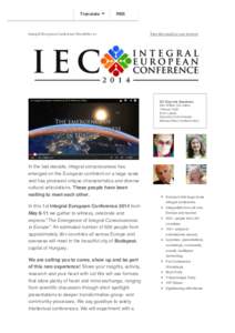 Translate  RSS Integral European Conference Newsletter #1