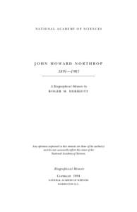 national academy of sciences  John howard Northrop 1891—1987