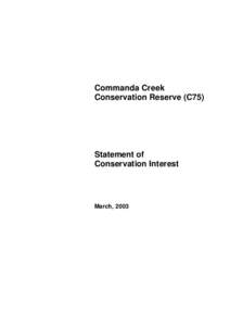 Commanda Creek Conservation Reserve (C75) Statement of Conservation Interest