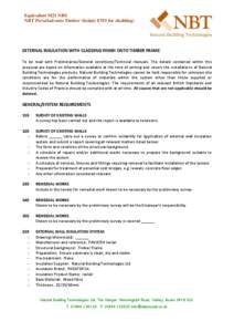 Equivalent M21 NBS NBT Pavaclad onto Timber (Isolair EWI for cladding) EXTERNAL INSULATION WITH CLADDING FINISH ONTO TIMBER FRAME To be read with Preliminaries/General conditions/Technical manuals. The details contained 