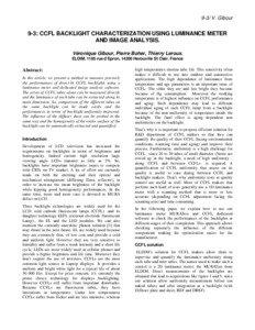 9-3/ V. Gibour  9-3: CCFL BACKLIGHT CHARACTERIZATION USING LUMINANCE METER