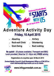 Adventure Activity Day Friday, 10 April 2015  Abseiling