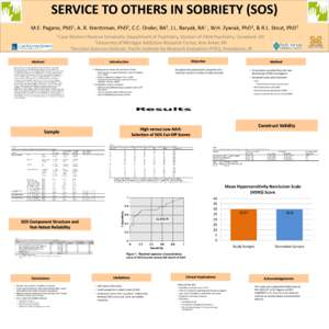 SERVICE TO OTHERS IN SOBRIETY (SOS) M.E. Pagano, 1 PhD ,