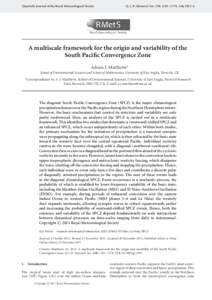 Quarterly Journal of the Royal Meteorological Society  Q. J. R. Meteorol. Soc. 138: 1165–1178, July 2012 A A multiscale framework for the origin and variability of the South Pacific Convergence Zone