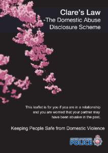 What is this Scheme? The aim of this scheme is to give you a formal mechanism to make inquiries about your partner if you are worried that they may have been abusive in the past. If police checks show that your partner 