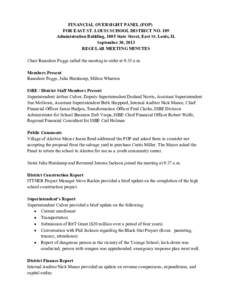 East St. Louis School District 189 Financial Oversight Panel Meeting Minutes - September 30, 2013