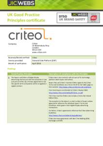 UK Good Practice Principles certificate Company:  Criteo