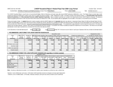 LIHEAP Household Report--Federal Fiscal Year[removed]Long Format  OMB Control No[removed]Grantee Name: NYS Office of Temporary and Disability Assistance Contact Person:Phyllis Morris