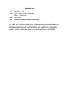 Microsoft Word - rulemaking memo shareholder nominations BRT 2