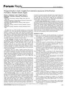 Forum Reply  doi:G36059Y.1 Polygonal faults in chalk: Insights from extensive exposures of the Khoman Formation, Western Desert, Egypt