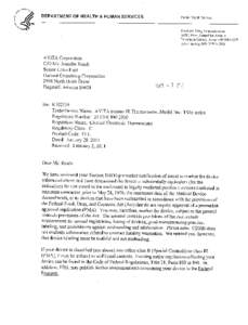 DEPARTMENT OF HEALTH & HUMAN SERVICES  Public Health Service Food and Dr ug Administration[removed]Newv Hamipshire Avenue Document Control Room -W066-G609