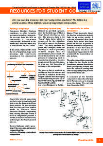 Extract from Curriculum Support for teaching in Creative Arts 7-12 Vol 5 No[removed]RESOURCES FOR STUDENT COMPOSERS Are you seeking resources for your composition students? The following article outlines three different 