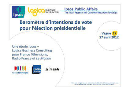 Baromètre d’intentions de vote pour l’élection présidentielle Vague 17