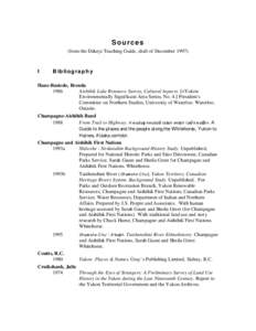 Sources (from the Dákeyi Teaching Guide, draft of December[removed]I  Bibliography