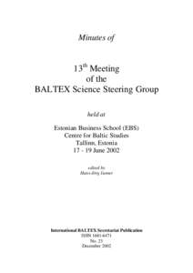 Minutes of  13th Meeting of the BALTEX Science Steering Group held at