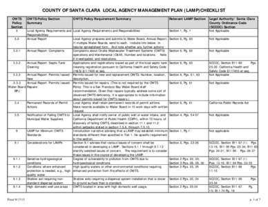 COUNTY OF SANTA CLARA LOCAL AGENCY MANAGEMENT PLAN (LAMP)CHECKLIST OWTS Policy Section 3