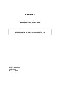 CHAPTER 1  Inland Revenue Department Administration of hotel accommodation tax