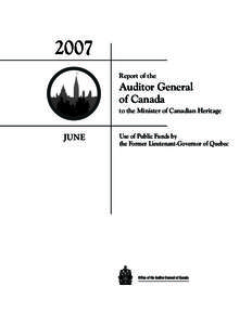 Report of the Auditor General of Canada to the Minister of Canadian Heritage