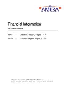 Microsoft Word - AMIRA Financial Information Year Ended 30 June 2014 FINAL with Signatures.docx